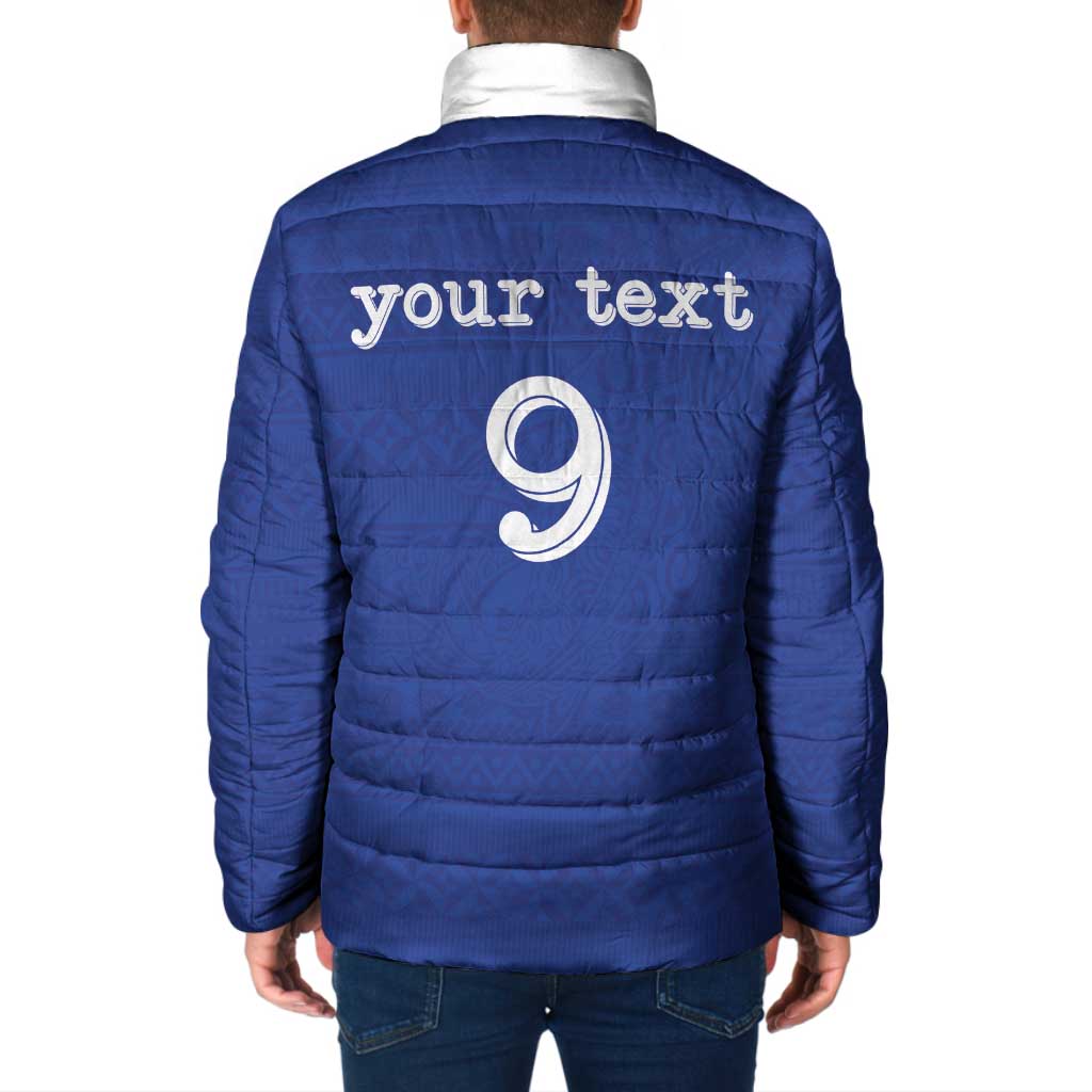 Custom Fijian Football Padded Jacket Tapa Pattern and Shark Tribal LT03 - Polynesian Pride