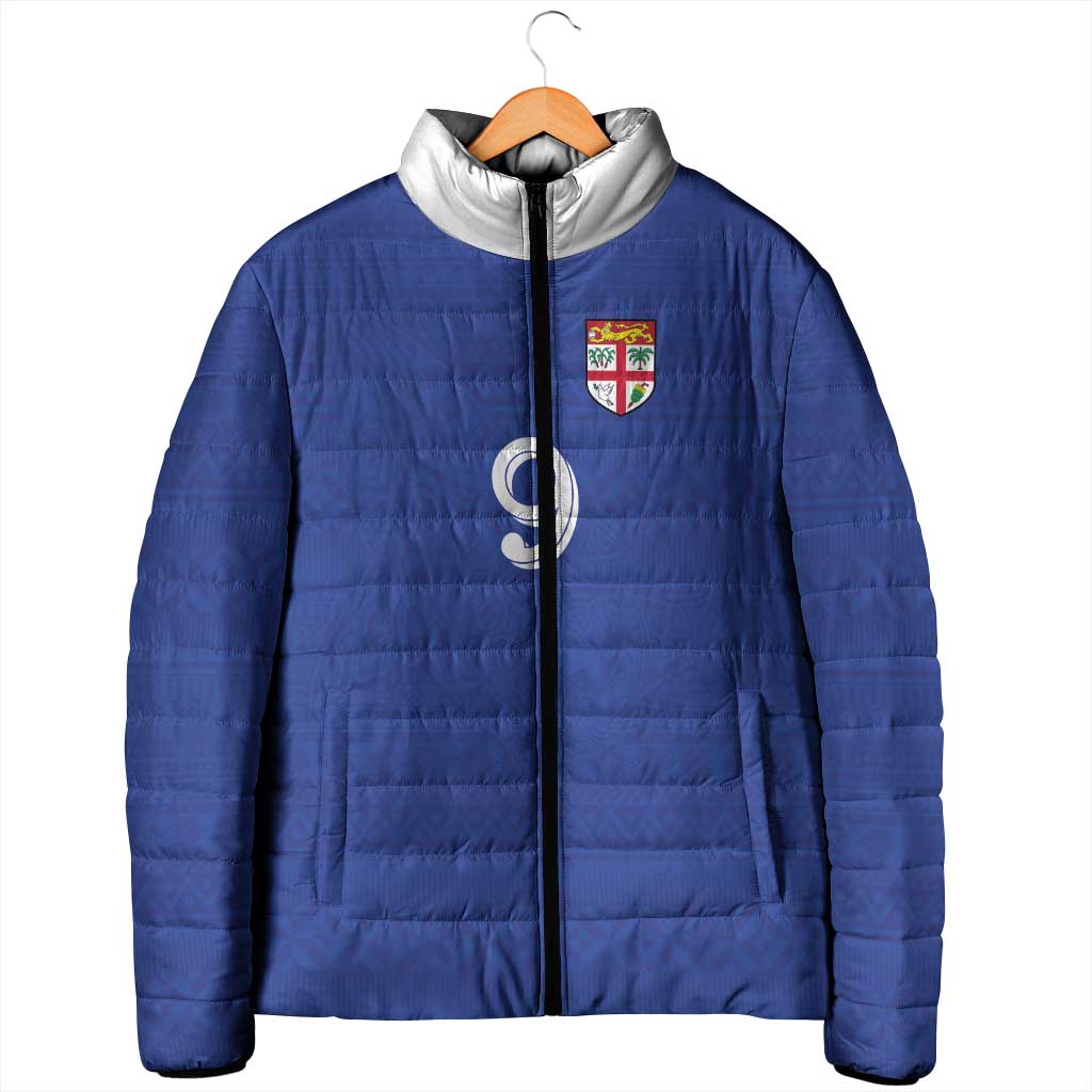 Custom Fijian Football Padded Jacket Tapa Pattern and Shark Tribal LT03 - Polynesian Pride
