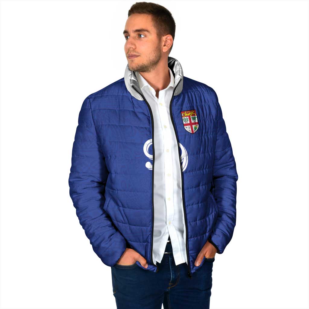 Custom Fijian Football Padded Jacket Tapa Pattern and Shark Tribal LT03 - Polynesian Pride