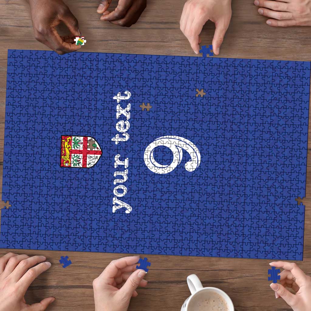 Custom Fijian Football Puzzle Tapa Pattern and Shark Tribal