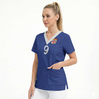 Custom Fijian Football Scrub Top Tapa Pattern and Shark Tribal LT03 - Polynesian Pride