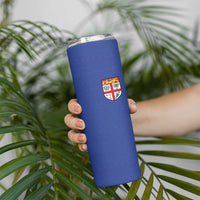 Custom Fijian Football Skinny Tumbler Tapa Pattern and Shark Tribal LT03 - Polynesian Pride