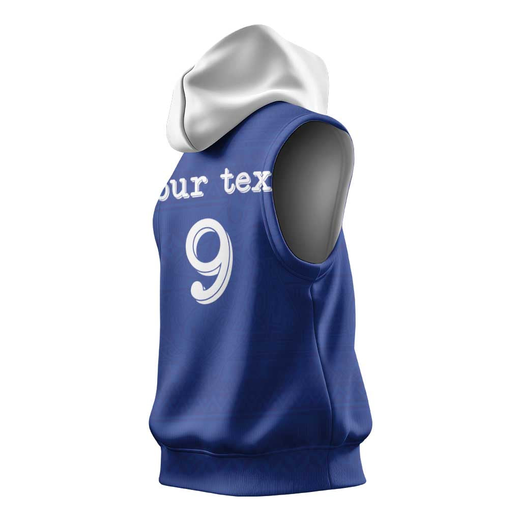 Custom Fijian Football Sleeveless Hoodie Tapa Pattern and Shark Tribal LT03 - Polynesian Pride