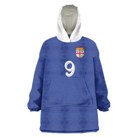 Custom Fijian Football Wearable Blanket Hoodie Tapa Pattern and Shark Tribal LT03 One Size Blue - Polynesian Pride