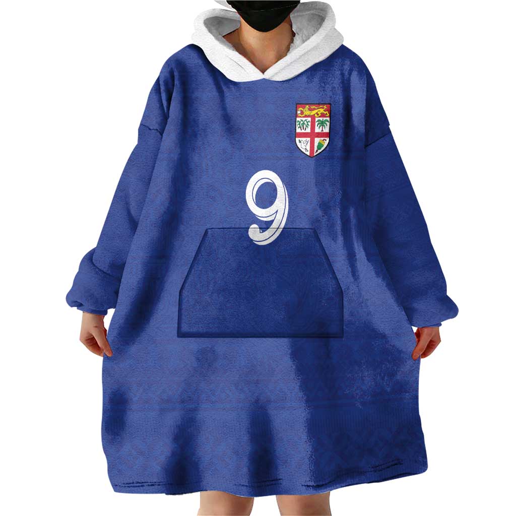 Custom Fijian Football Wearable Blanket Hoodie Tapa Pattern and Shark Tribal LT03 - Polynesian Pride