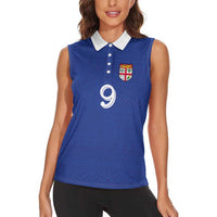 Custom Fijian Football Women Sleeveless Polo Shirt Tapa Pattern and Shark Tribal LT03 - Polynesian Pride