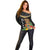 Hawaii Plumeria Lei Off Shoulder Sweater Tiki and Kakau Pattern Black Color