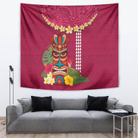 Hawaii Plumeria Lei Tapestry Tiki and Kakau Pattern Pink Color LT03 Pink - Polynesian Pride
