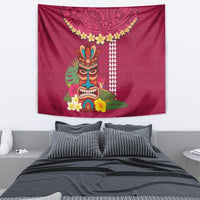 Hawaii Plumeria Lei Tapestry Tiki and Kakau Pattern Pink Color LT03 - Polynesian Pride