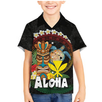 Aloha Hawaii Family Matching Mermaid Dress and Hawaiian Shirt Kanaka Maoli with Polynesian Spiral Plumeria LT03 Son's Shirt Black - Polynesian Pride