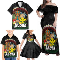 Aloha Hawaii Family Matching Off Shoulder Maxi Dress and Hawaiian Shirt Kanaka Maoli with Polynesian Spiral Plumeria LT03 - Polynesian Pride