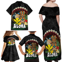 Aloha Hawaii Family Matching Off Shoulder Maxi Dress and Hawaiian Shirt Kanaka Maoli with Polynesian Spiral Plumeria LT03 - Polynesian Pride