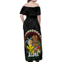 Aloha Hawaii Family Matching Off Shoulder Maxi Dress and Hawaiian Shirt Kanaka Maoli with Polynesian Spiral Plumeria LT03 - Polynesian Pride