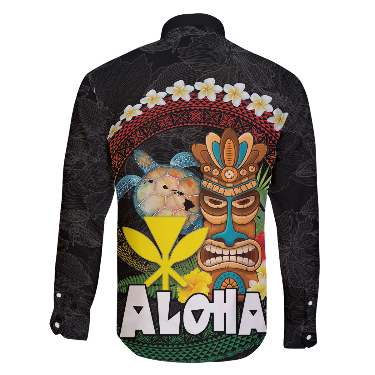 Aloha Hawaii Family Matching Tank Maxi Dress and Hawaiian Shirt Kanaka Maoli with Polynesian Spiral Plumeria