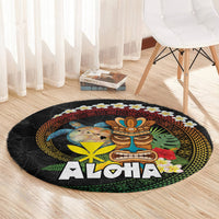 Aloha Hawaii Round Carpet Kanaka Maoli with Polynesian Spiral Plumeria
