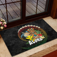 Aloha Hawaii Rubber Doormat Kanaka Maoli with Polynesian Spiral Plumeria LT03 - Polynesian Pride