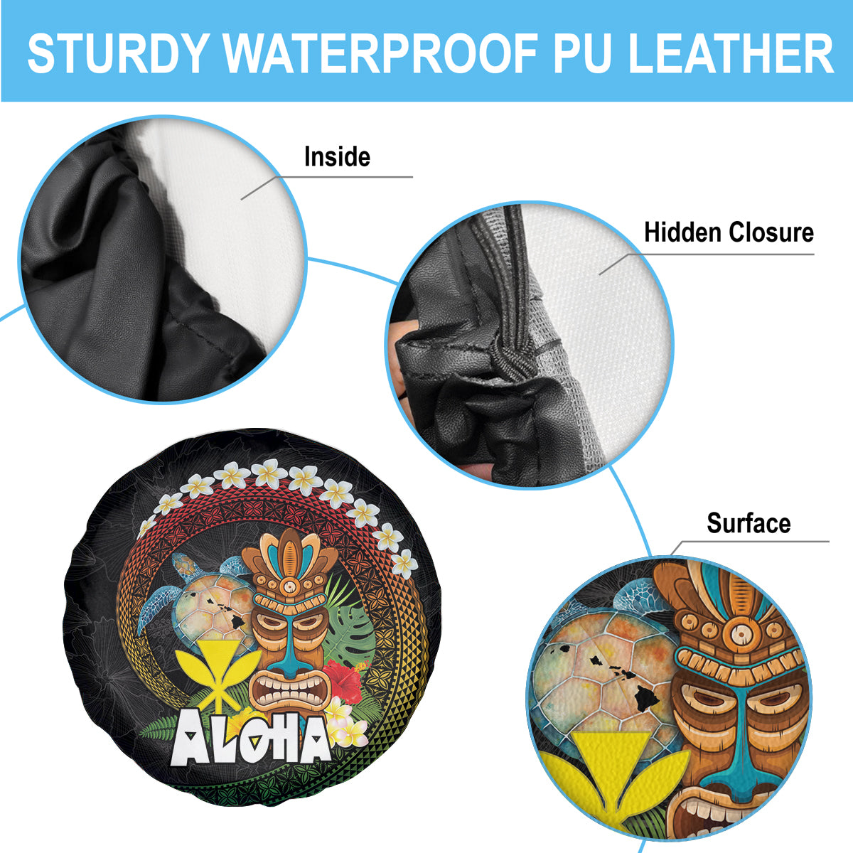 Aloha Hawaii Spare Tire Cover Kanaka Maoli with Polynesian Spiral Plumeria LT03 - Polynesian Pride