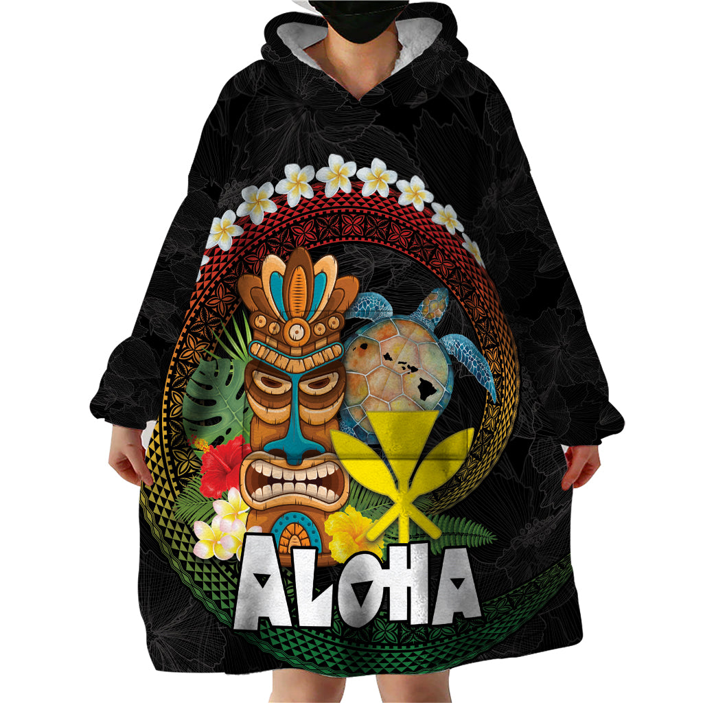 Aloha Hawaii Wearable Blanket Hoodie Kanaka Maoli with Polynesian Spiral Plumeria LT03 - Polynesian Pride