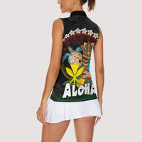 Aloha Hawaii Women Sleeveless Polo Shirt Kanaka Maoli with Polynesian Spiral Plumeria LT03 - Polynesian Pride