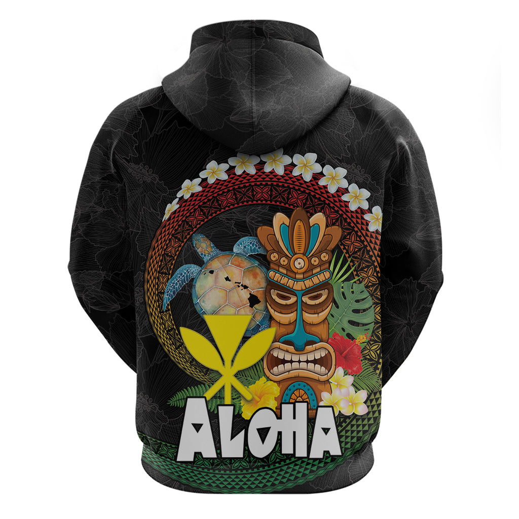 Aloha Hawaii Zip Hoodie Kanaka Maoli with Polynesian Spiral Plumeria LT03 - Polynesian Pride