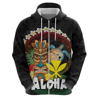 Aloha Hawaii Zip Hoodie Kanaka Maoli with Polynesian Spiral Plumeria LT03 - Polynesian Pride