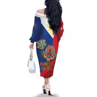 Philippines MassKara Family Matching Off The Shoulder Long Sleeve Dress and Hawaiian Shirt Filipino Carnival Mask and Polynesian Pattern LT03 - Polynesian Pride