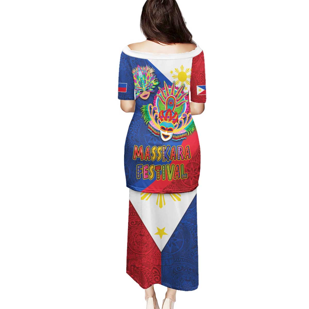 Philippines MassKara Family Matching Puletasi and Hawaiian Shirt Filipino Carnival Mask and Polynesian Pattern LT03 - Polynesian Pride
