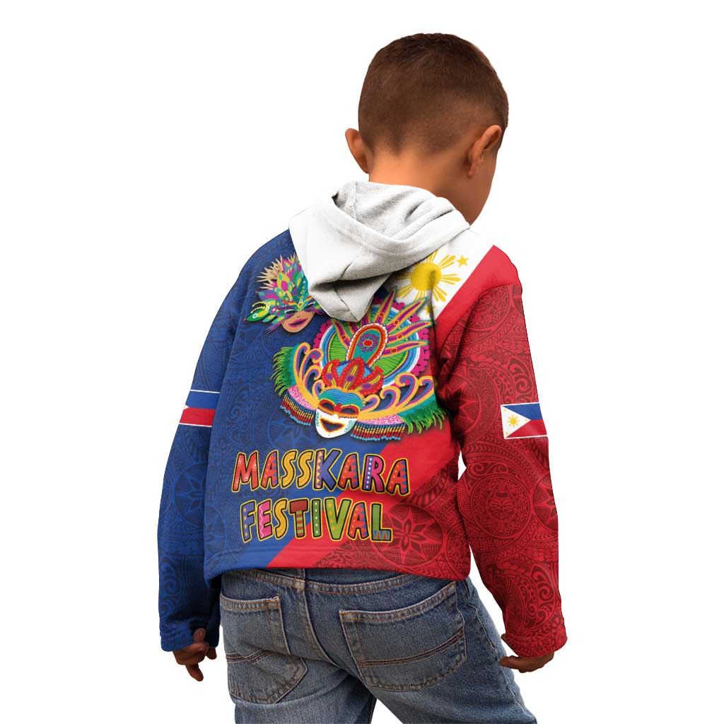 Philippines MassKara Kid Hoodie Filipino Carnival Mask and Polynesian Pattern