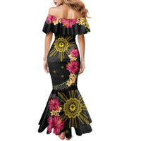 Hawaii and Philippines Together Family Matching Mermaid Dress and Hawaiian Shirt Hibiscus Flower and Sun Badge Polynesian Pattern Coloful LT03 - Polynesian Pride