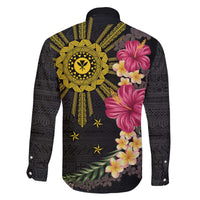 Hawaii and Philippines Together Family Matching Off The Shoulder Long Sleeve Dress and Hawaiian Shirt Hibiscus Flower and Sun Badge Polynesian Pattern Coloful LT03 - Polynesian Pride