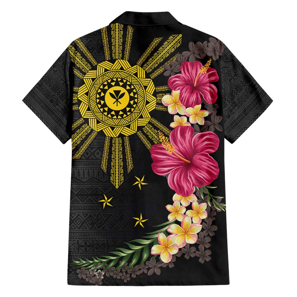 Hawaii and Philippines Together Family Matching Short Sleeve Bodycon Dress and Hawaiian Shirt Hibiscus Flower and Sun Badge Polynesian Pattern Coloful LT03 - Polynesian Pride