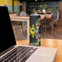 Hawaii and Philippines Together Skinny Tumbler Hibiscus Flower and Sun Badge Polynesian Pattern Coloful LT03 - Polynesian Pride