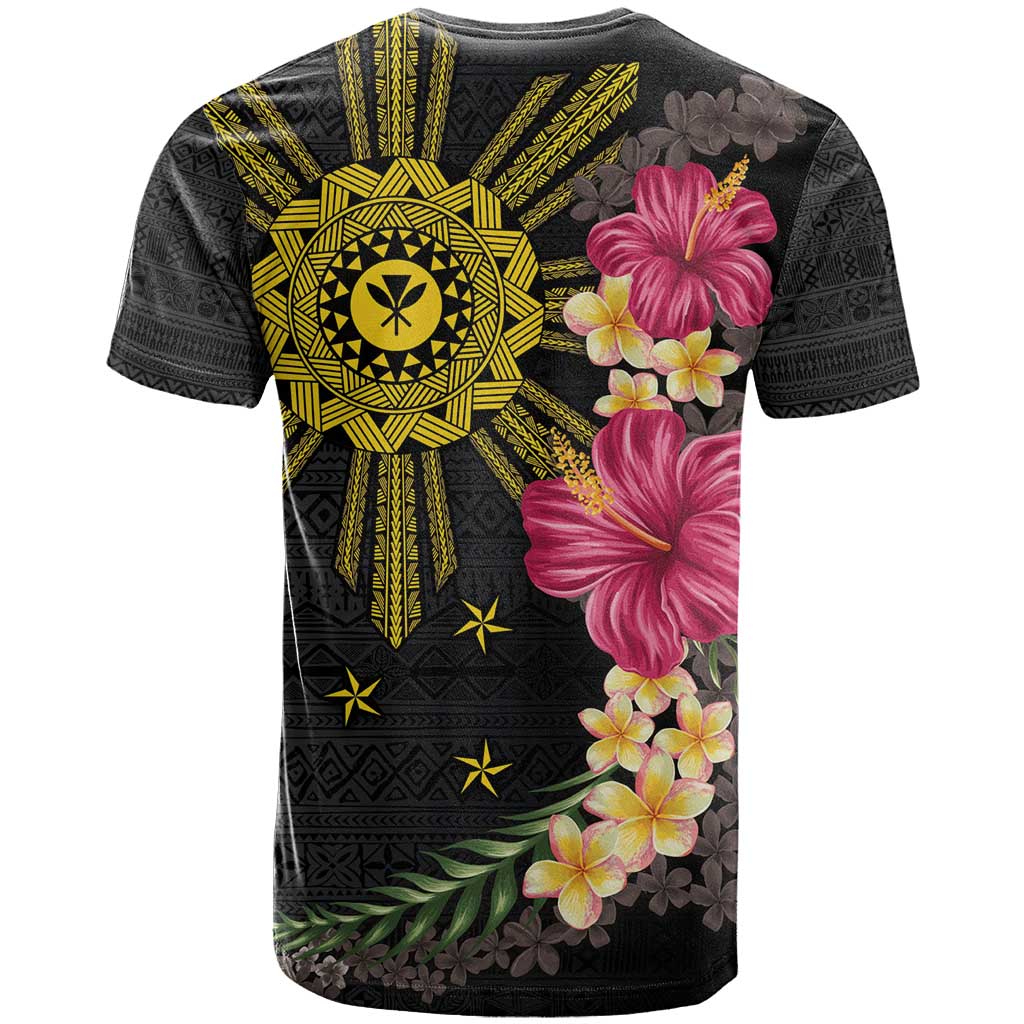Hawaii and Philippines Together T Shirt Hibiscus Flower and Sun Badge Polynesian Pattern Coloful LT03 - Polynesian Pride