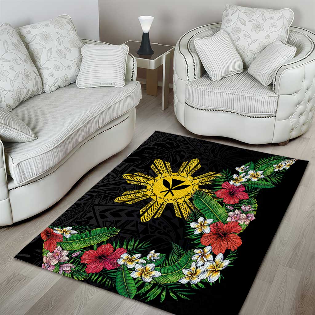 Tropical Hawaii and Philippines Area Rug Kanaka Maoli and Sun Badge Batok Tattoo Colorful LT03 - Polynesian Pride