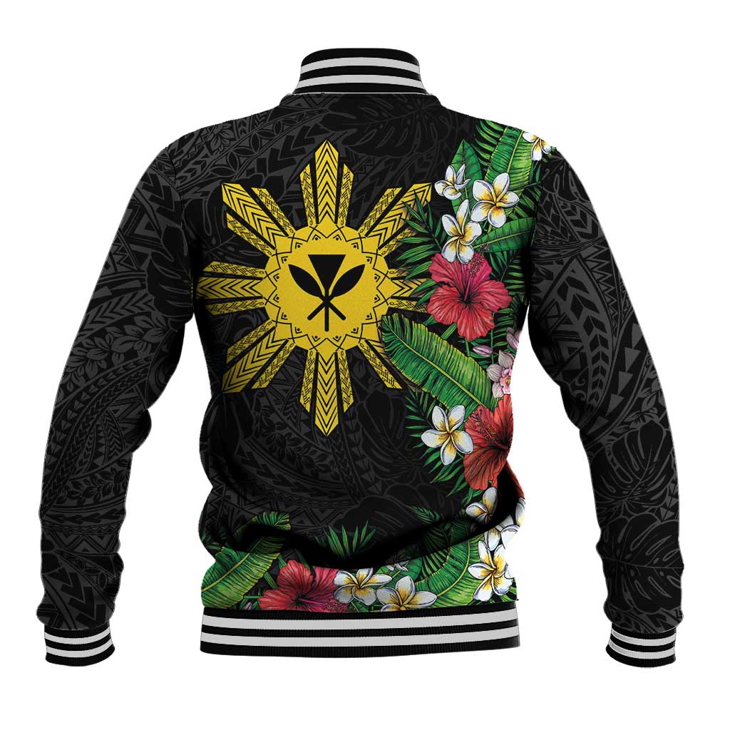 Tropical Hawaii and Philippines Baseball Jacket Kanaka Maoli and Sun Badge Batok Tattoo Colorful LT03 - Polynesian Pride