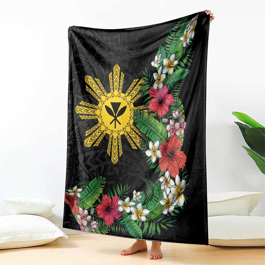 Tropical Hawaii and Philippines Blanket Kanaka Maoli and Sun Badge Batok Tattoo Colorful LT03 - Polynesian Pride
