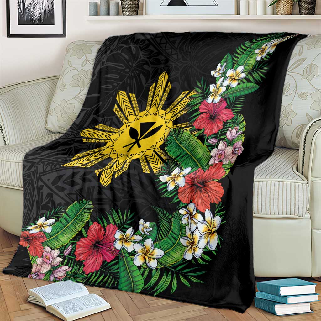Tropical Hawaii and Philippines Blanket Kanaka Maoli and Sun Badge Batok Tattoo Colorful LT03 - Polynesian Pride