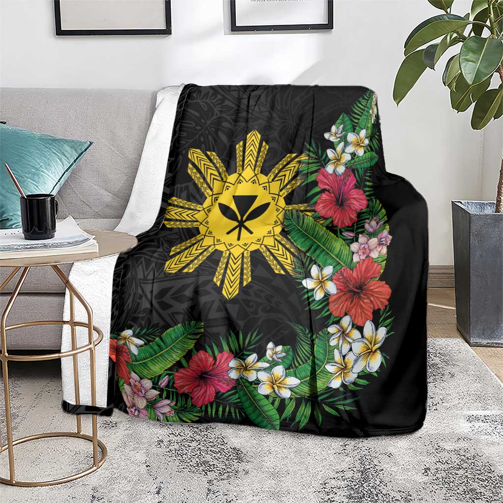 Tropical Hawaii and Philippines Blanket Kanaka Maoli and Sun Badge Batok Tattoo Colorful LT03 - Polynesian Pride