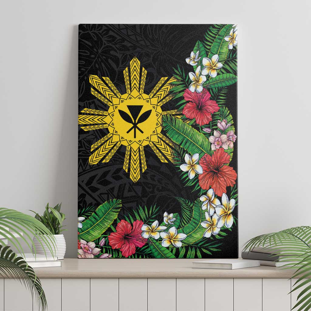 Tropical Hawaii and Philippines Canvas Wall Art Kanaka Maoli and Sun Badge Batok Tattoo Colorful LT03 - Polynesian Pride