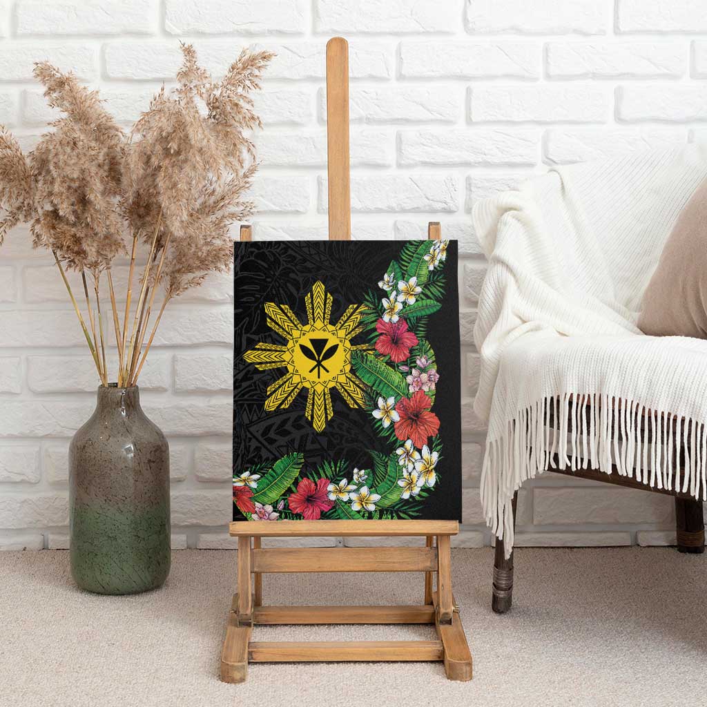 Tropical Hawaii and Philippines Canvas Wall Art Kanaka Maoli and Sun Badge Batok Tattoo Colorful LT03 - Polynesian Pride