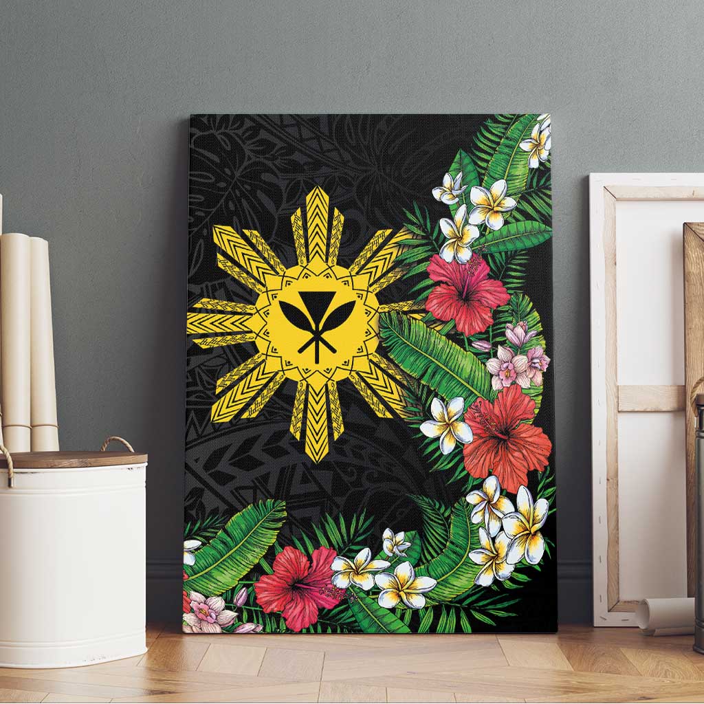 Tropical Hawaii and Philippines Canvas Wall Art Kanaka Maoli and Sun Badge Batok Tattoo Colorful LT03 - Polynesian Pride