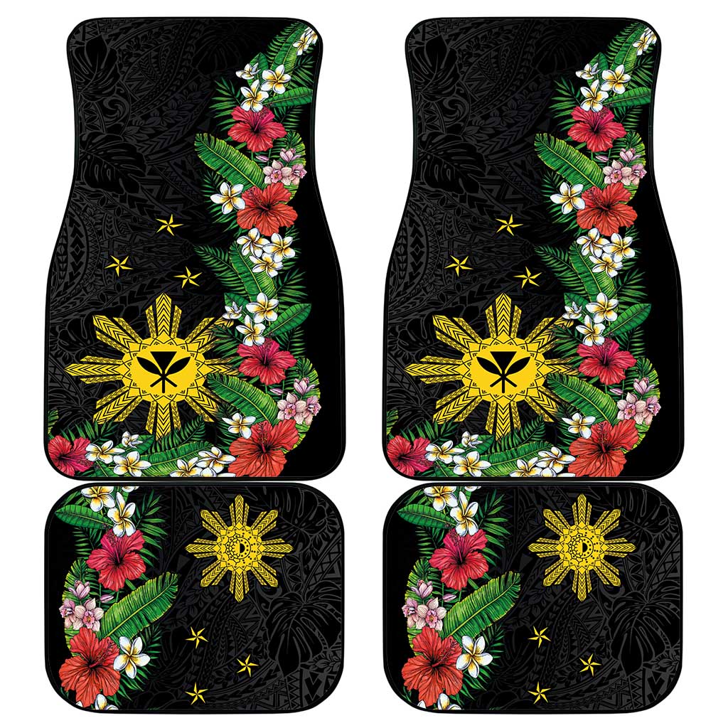 Tropical Hawaii and Philippines Car Mats Kanaka Maoli and Sun Badge Batok Tattoo Colorful LT03 - Polynesian Pride