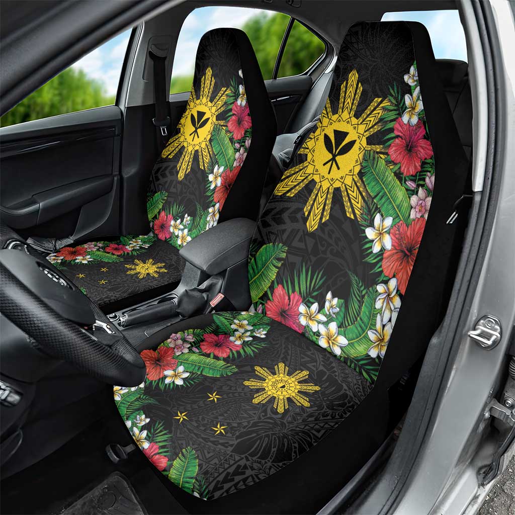 Tropical Hawaii and Philippines Car Seat Cover Kanaka Maoli and Sun Badge Batok Tattoo Colorful LT03 - Polynesian Pride