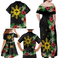 Tropical Hawaii and Philippines Family Matching Off Shoulder Maxi Dress and Hawaiian Shirt Kanaka Maoli and Sun Badge Batok Tattoo Colorful LT03 - Polynesian Pride