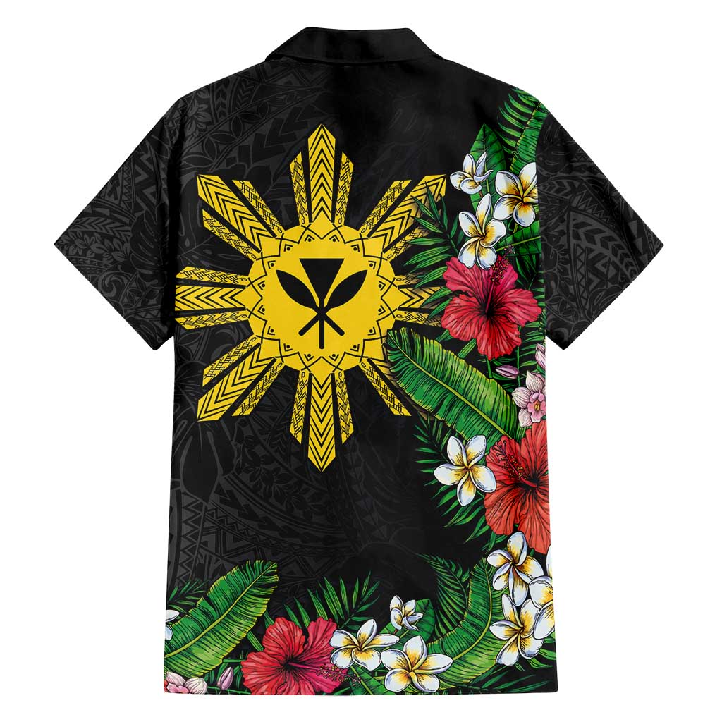 Tropical Hawaii and Philippines Family Matching Off Shoulder Maxi Dress and Hawaiian Shirt Kanaka Maoli and Sun Badge Batok Tattoo Colorful LT03 - Polynesian Pride