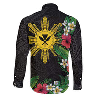Tropical Hawaii and Philippines Family Matching Off Shoulder Maxi Dress and Hawaiian Shirt Kanaka Maoli and Sun Badge Batok Tattoo Colorful LT03 - Polynesian Pride