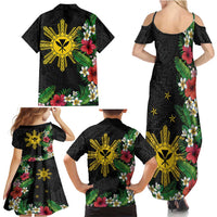 Tropical Hawaii and Philippines Family Matching Summer Maxi Dress and Hawaiian Shirt Kanaka Maoli and Sun Badge Batok Tattoo Colorful LT03 - Polynesian Pride