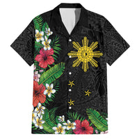 Tropical Hawaii and Philippines Hawaiian Shirt Kanaka Maoli and Sun Badge Batok Tattoo Colorful LT03 Black - Polynesian Pride