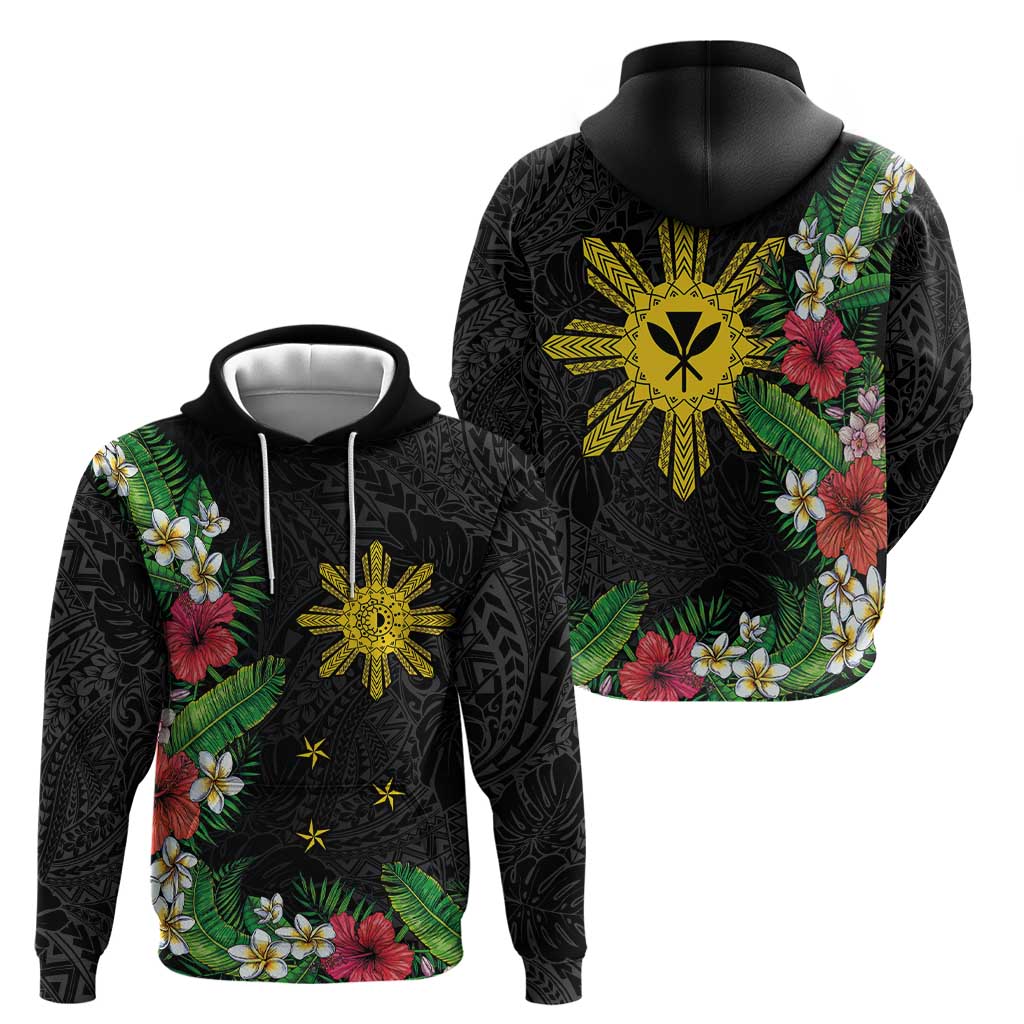 Tropical Hawaii and Philippines Hoodie Kanaka Maoli and Sun Badge Batok Tattoo Colorful LT03 - Polynesian Pride