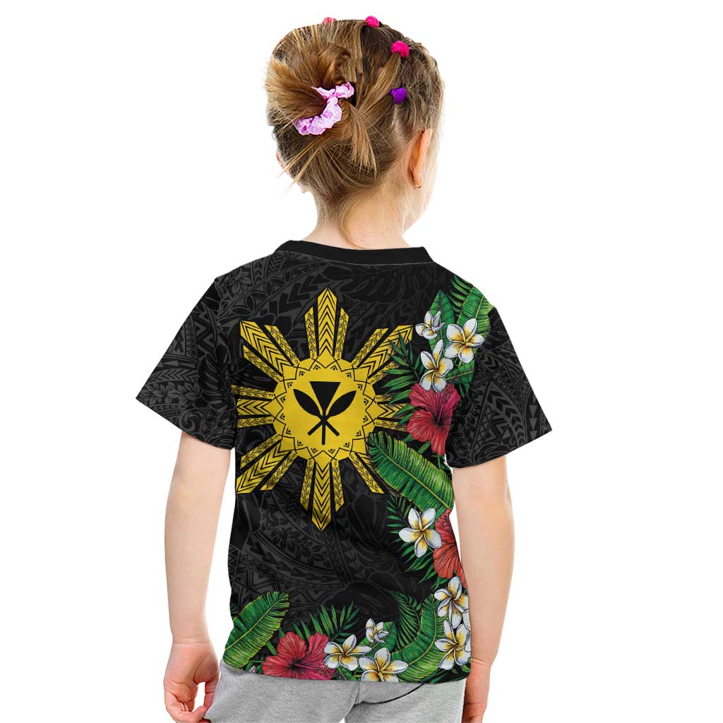 Tropical Hawaii and Philippines Kid T Shirt Kanaka Maoli and Sun Badge Batok Tattoo Colorful LT03 - Polynesian Pride